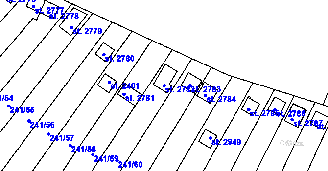 Parcela st. 2782 v KÚ Sezimovo Ústí, Katastrální mapa