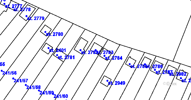 Parcela st. 2783 v KÚ Sezimovo Ústí, Katastrální mapa