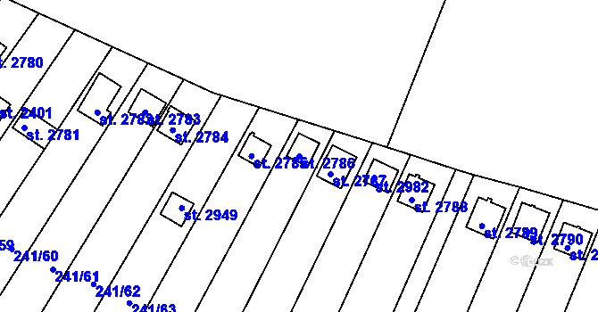 Parcela st. 2786 v KÚ Sezimovo Ústí, Katastrální mapa