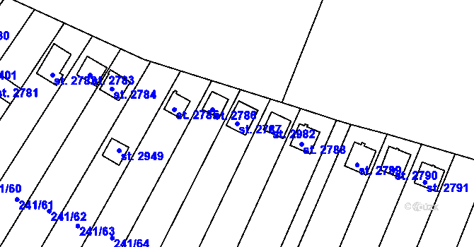 Parcela st. 2787 v KÚ Sezimovo Ústí, Katastrální mapa
