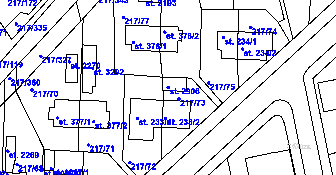 Parcela st. 2906 v KÚ Sezimovo Ústí, Katastrální mapa