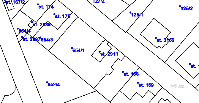 Parcela st. 2911 v KÚ Sezimovo Ústí, Katastrální mapa