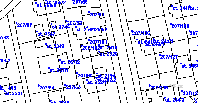 Parcela st. 2920 v KÚ Sezimovo Ústí, Katastrální mapa