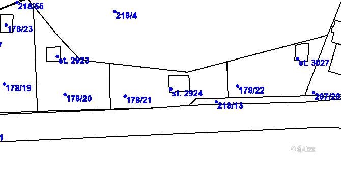 Parcela st. 2924 v KÚ Sezimovo Ústí, Katastrální mapa