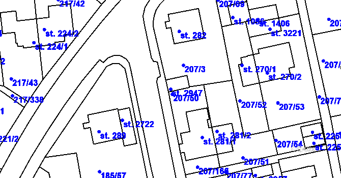 Parcela st. 2947 v KÚ Sezimovo Ústí, Katastrální mapa