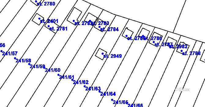 Parcela st. 2949 v KÚ Sezimovo Ústí, Katastrální mapa
