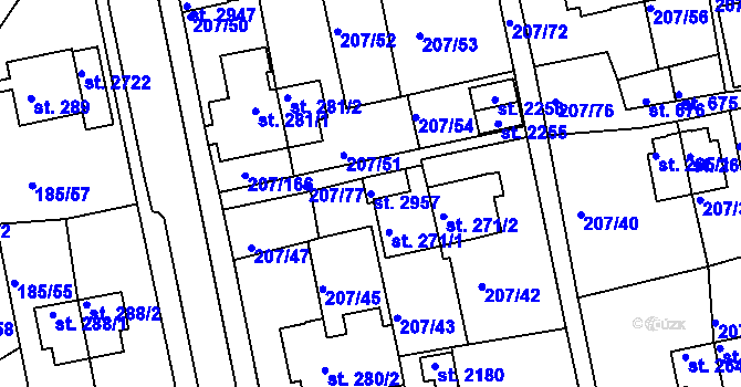 Parcela st. 2957 v KÚ Sezimovo Ústí, Katastrální mapa