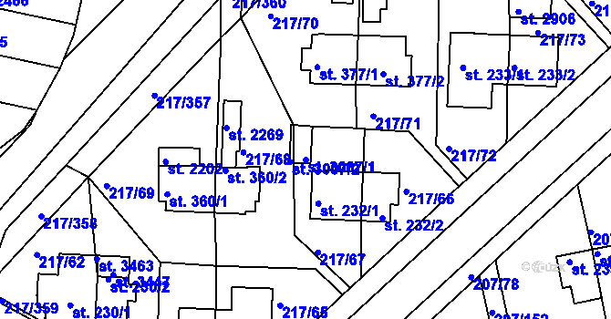 Parcela st. 3007/1 v KÚ Sezimovo Ústí, Katastrální mapa