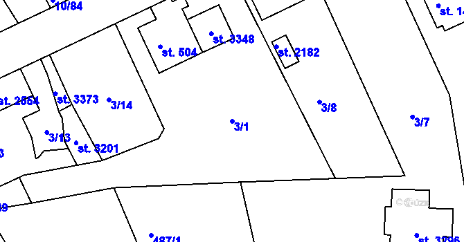 Parcela st. 3/1 v KÚ Sezimovo Ústí, Katastrální mapa