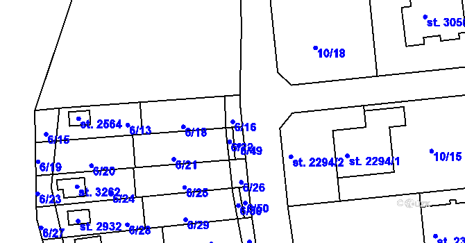 Parcela st. 6/16 v KÚ Sezimovo Ústí, Katastrální mapa