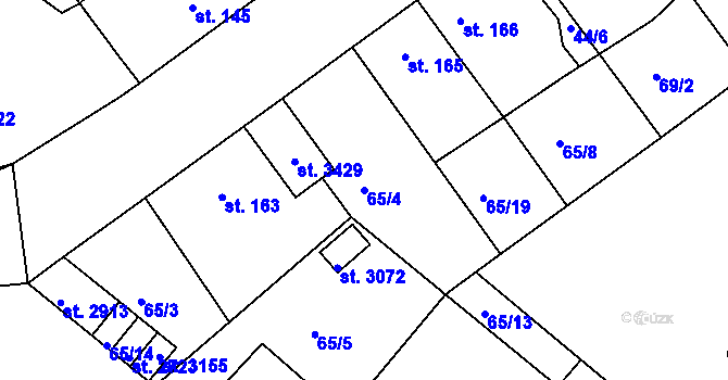 Parcela st. 65/4 v KÚ Sezimovo Ústí, Katastrální mapa