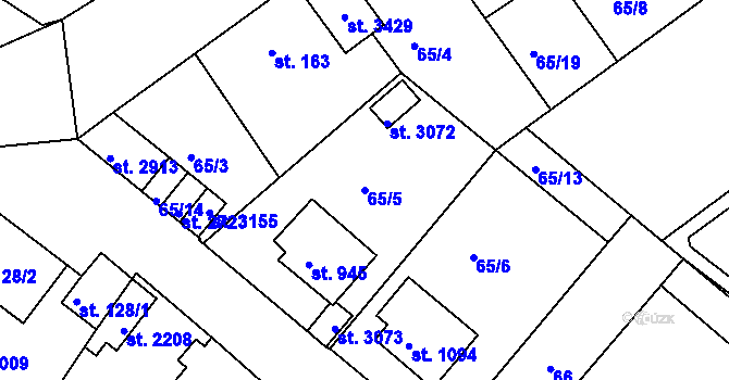 Parcela st. 65/5 v KÚ Sezimovo Ústí, Katastrální mapa