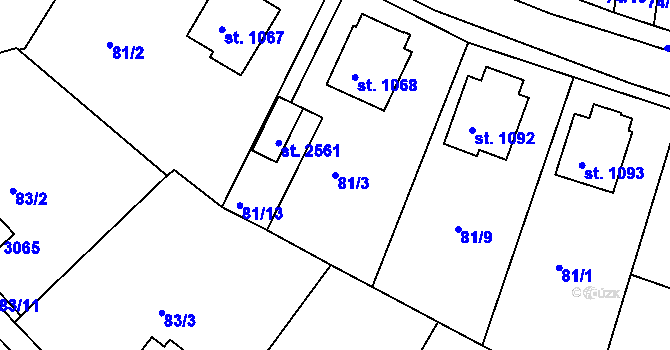 Parcela st. 81/3 v KÚ Sezimovo Ústí, Katastrální mapa