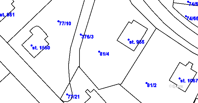 Parcela st. 81/4 v KÚ Sezimovo Ústí, Katastrální mapa