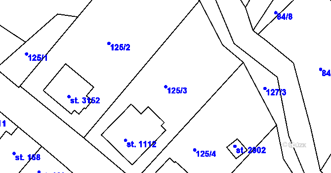 Parcela st. 125/3 v KÚ Sezimovo Ústí, Katastrální mapa