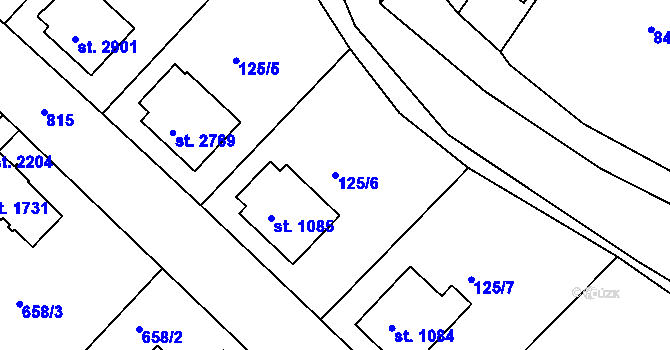 Parcela st. 125/6 v KÚ Sezimovo Ústí, Katastrální mapa