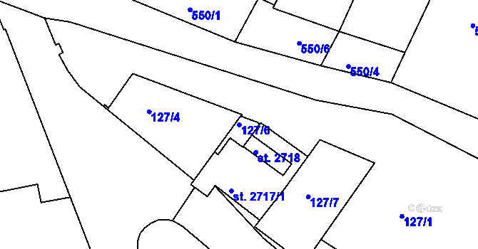 Parcela st. 127/6 v KÚ Sezimovo Ústí, Katastrální mapa