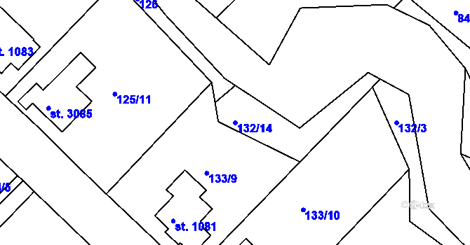 Parcela st. 132/14 v KÚ Sezimovo Ústí, Katastrální mapa