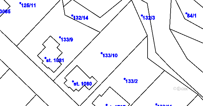 Parcela st. 133/10 v KÚ Sezimovo Ústí, Katastrální mapa