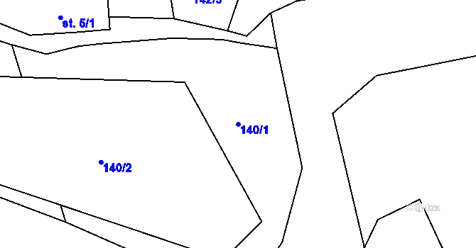 Parcela st. 140/1 v KÚ Sezimovo Ústí, Katastrální mapa