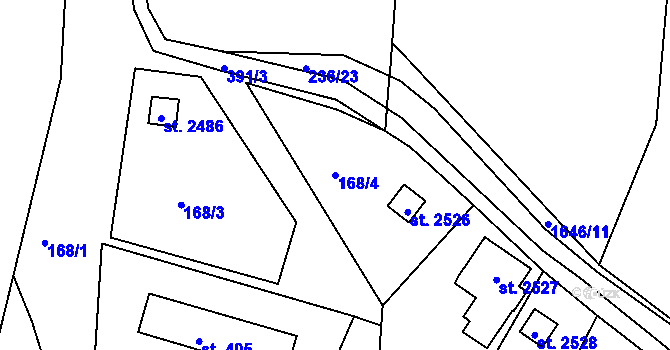 Parcela st. 168/4 v KÚ Sezimovo Ústí, Katastrální mapa