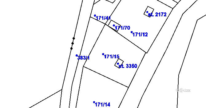 Parcela st. 171/15 v KÚ Sezimovo Ústí, Katastrální mapa