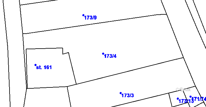Parcela st. 173/4 v KÚ Sezimovo Ústí, Katastrální mapa