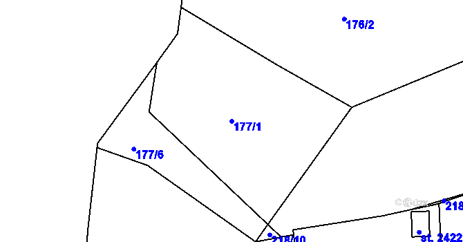 Parcela st. 177/1 v KÚ Sezimovo Ústí, Katastrální mapa