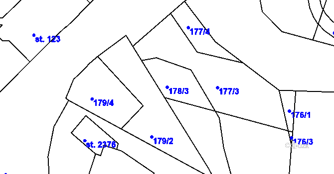 Parcela st. 178/3 v KÚ Sezimovo Ústí, Katastrální mapa