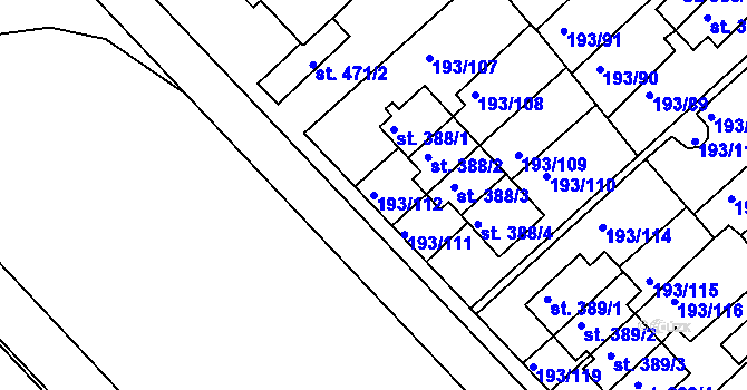 Parcela st. 193/112 v KÚ Sezimovo Ústí, Katastrální mapa