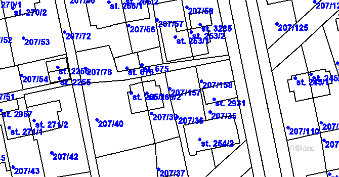 Parcela st. 207/157 v KÚ Sezimovo Ústí, Katastrální mapa