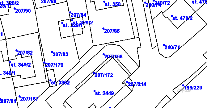 Parcela st. 207/168 v KÚ Sezimovo Ústí, Katastrální mapa