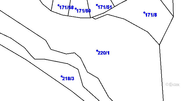 Parcela st. 220/1 v KÚ Sezimovo Ústí, Katastrální mapa
