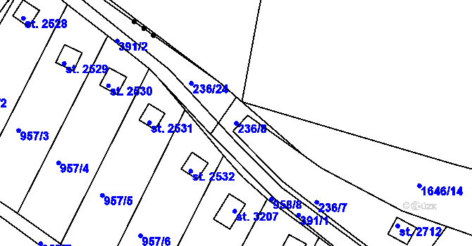 Parcela st. 236/8 v KÚ Sezimovo Ústí, Katastrální mapa