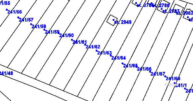 Parcela st. 241/63 v KÚ Sezimovo Ústí, Katastrální mapa
