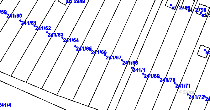 Parcela st. 241/67 v KÚ Sezimovo Ústí, Katastrální mapa