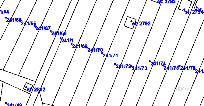 Parcela st. 241/71 v KÚ Sezimovo Ústí, Katastrální mapa