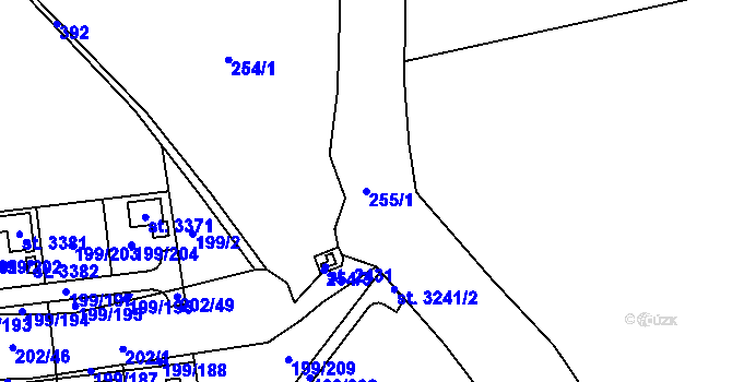 Parcela st. 255/1 v KÚ Sezimovo Ústí, Katastrální mapa