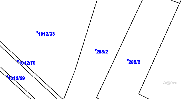 Parcela st. 283/2 v KÚ Sezimovo Ústí, Katastrální mapa