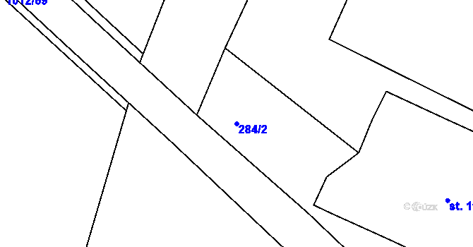 Parcela st. 284/2 v KÚ Sezimovo Ústí, Katastrální mapa