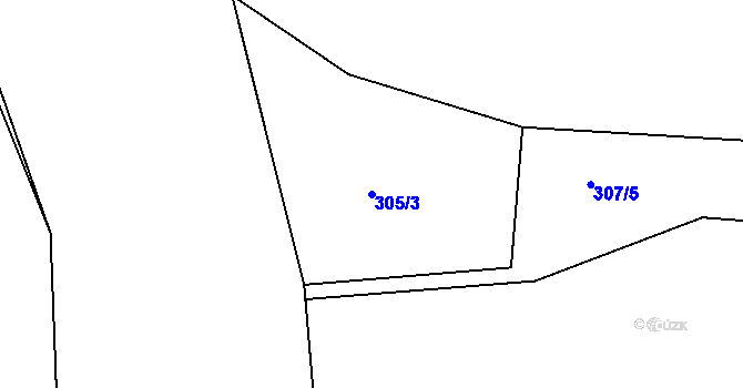 Parcela st. 305/3 v KÚ Sezimovo Ústí, Katastrální mapa