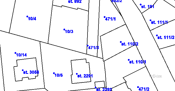 Parcela st. 471/3 v KÚ Sezimovo Ústí, Katastrální mapa