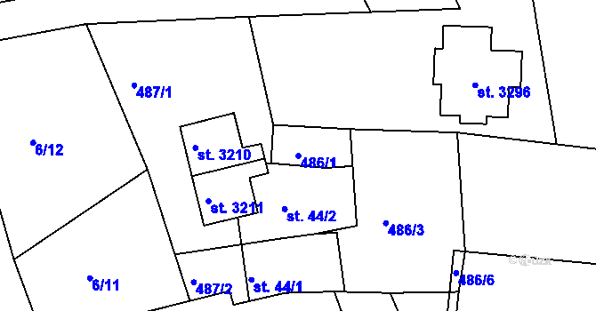 Parcela st. 486/1 v KÚ Sezimovo Ústí, Katastrální mapa