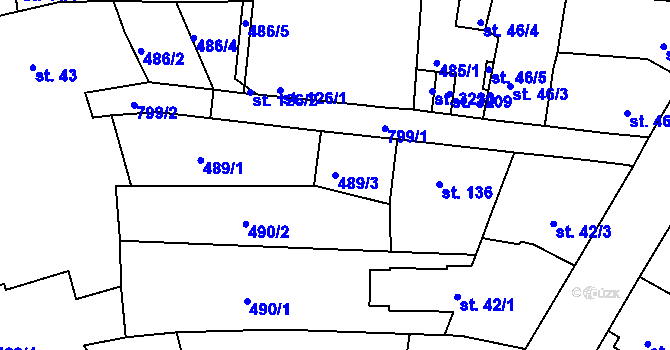 Parcela st. 489/3 v KÚ Sezimovo Ústí, Katastrální mapa