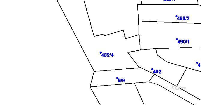 Parcela st. 489/4 v KÚ Sezimovo Ústí, Katastrální mapa