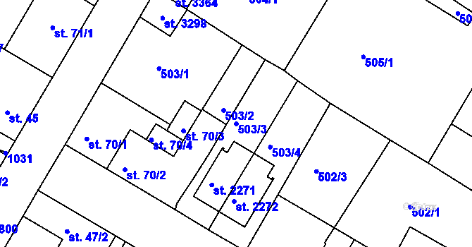 Parcela st. 503/3 v KÚ Sezimovo Ústí, Katastrální mapa