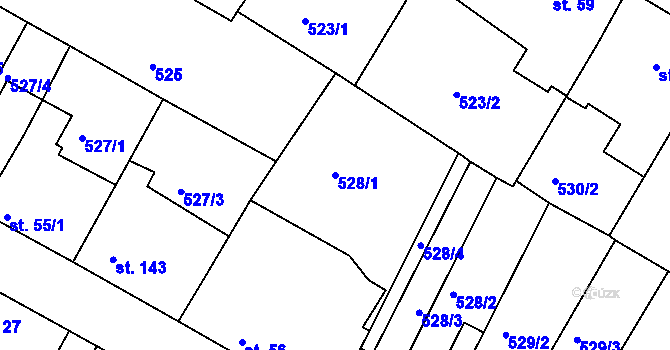 Parcela st. 528/1 v KÚ Sezimovo Ústí, Katastrální mapa