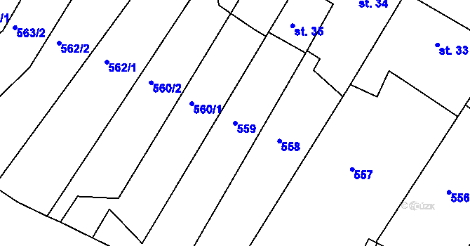 Parcela st. 559 v KÚ Sezimovo Ústí, Katastrální mapa