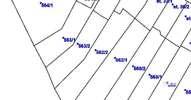 Parcela st. 562/2 v KÚ Sezimovo Ústí, Katastrální mapa