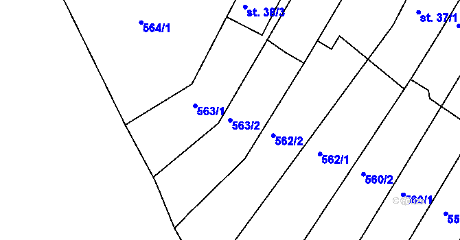 Parcela st. 563/2 v KÚ Sezimovo Ústí, Katastrální mapa